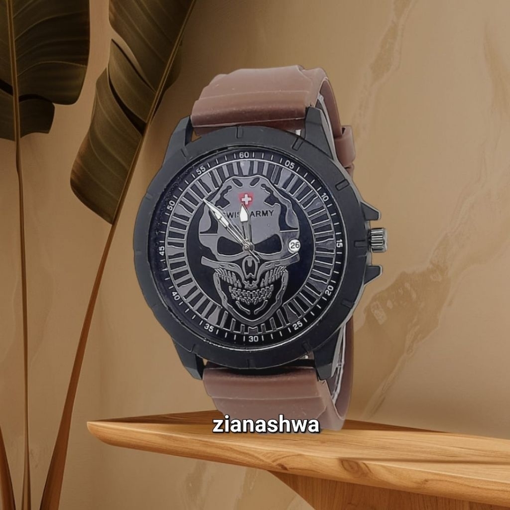 SwissArmy Jam Tangan Pria Army Analog Tanggal Aktif Tali Karet  Terbaru