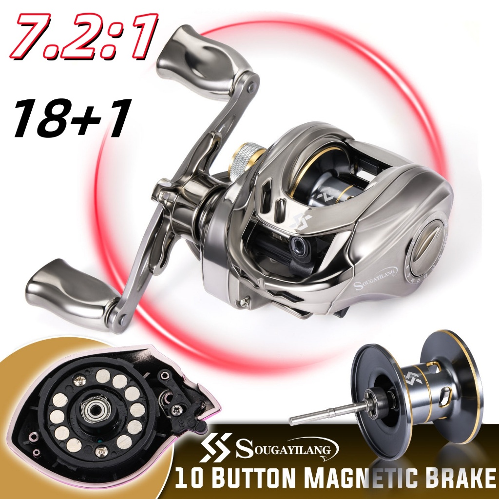 Sougayilang Reel BC Casting Reel 7.2:1 Reel Bc 18+1BB 8KG Gulungan Pancing Casting Joran Pancing