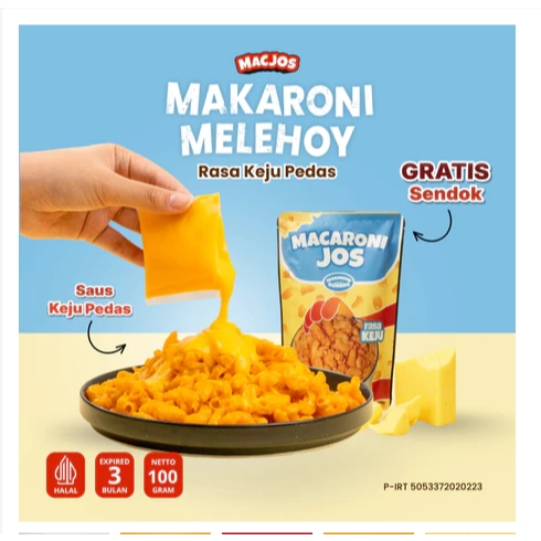 

MACJOS Makaroni Melehoy - Isi 100gr Cemilan Makaroni Rasa Keju BBQ Pedas Hot Lava