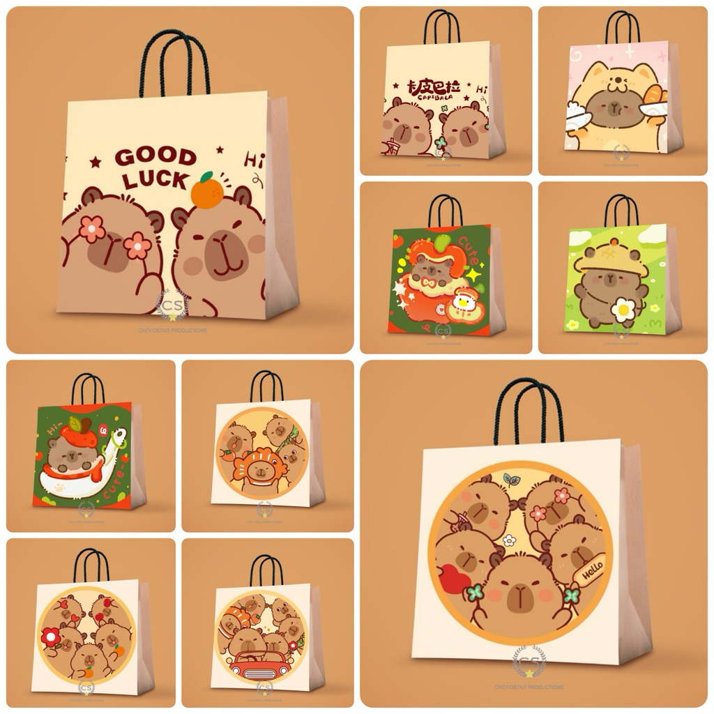 

Paperbag Custom Capybara Goodie Bag Ulang Tahun Anak Tas Kado Tas kertas Hampers Birthday