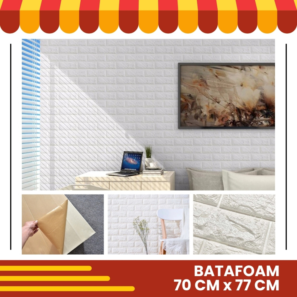 Stiker Wallpaper Dinding Foam 3 Dimensi Dekorasi Tembok Warna Pink Anti Air Ukuran Besar Premium