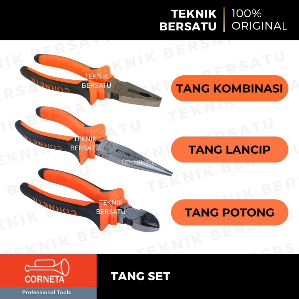 Tang Set 3 in 1 Tang Kombinasi Tang Lancip Tang Potong