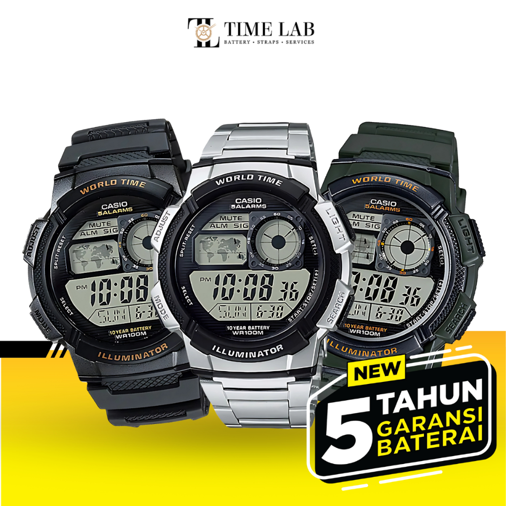 JAM TANGAN PRIA CASIO AE-1000W / AE 1000W DIGITAL RUBBER ORIGINAL TIMELAB
