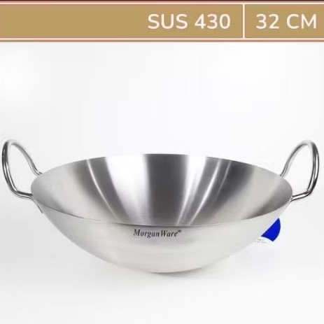 BIMA Wok MW400832 SUS 430 Wajan Penggorengan Stainless Steel