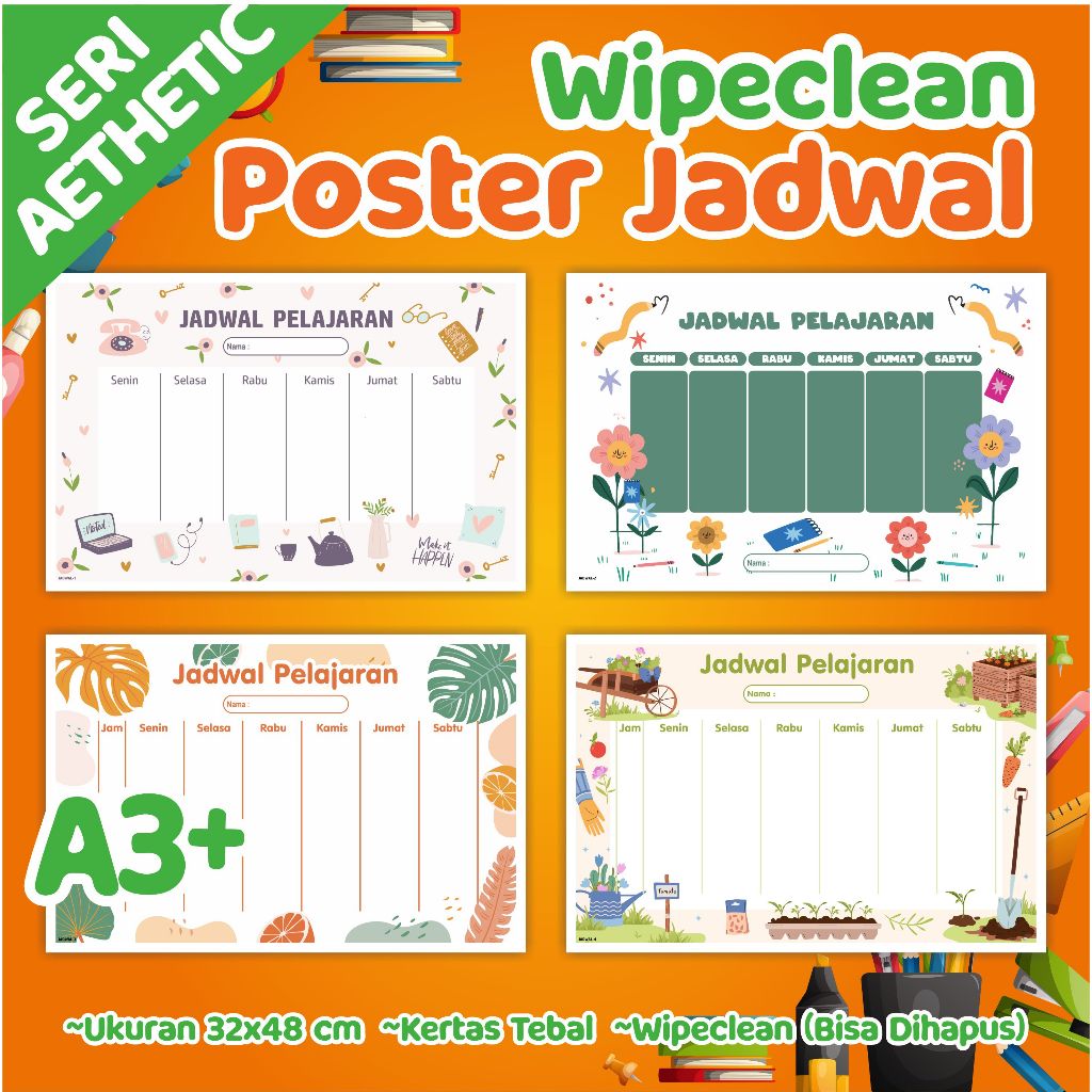 Poster JADWAL PELAJARAN AESTHETIC - jadwal pelajaran sekolah anak