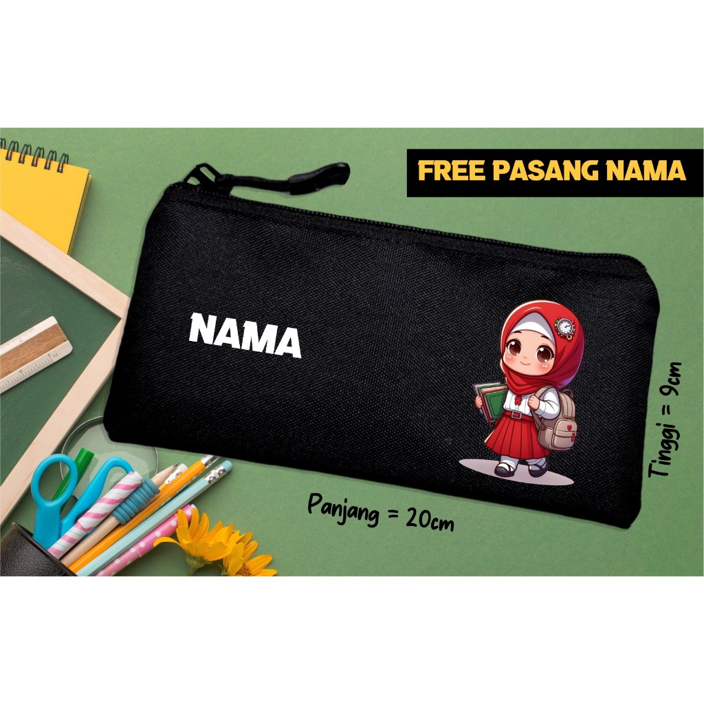 

Gratis Sablon Nama Tempat Pensil Anak TK SD dan GURU Kelas Kotak Pensil Custom Murah
