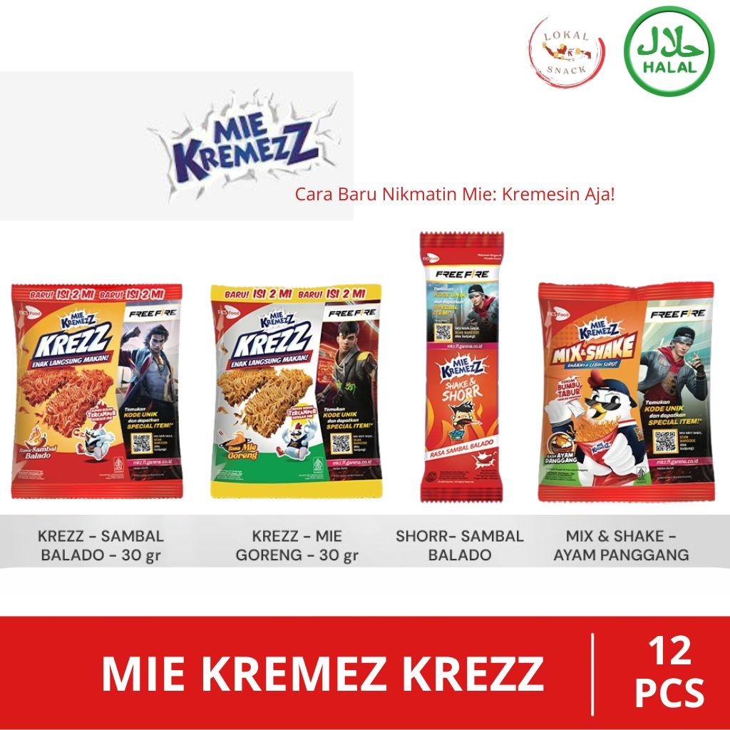 

Mie kremezz - Cemilan Mie Kriuk Renyah & Gurih – Siap Makan! paket 12pcs - 30gr dan 16gr
