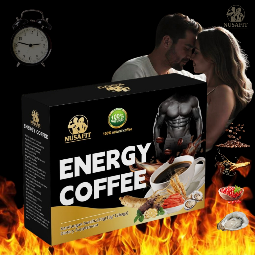 

[COD] ENERGY COFFEE - Kopi Penambah Stamina, Kekuatan, Tahan Lama Pria, Gingseng dan Oyster 1 Box isi 12 Saset/10gram