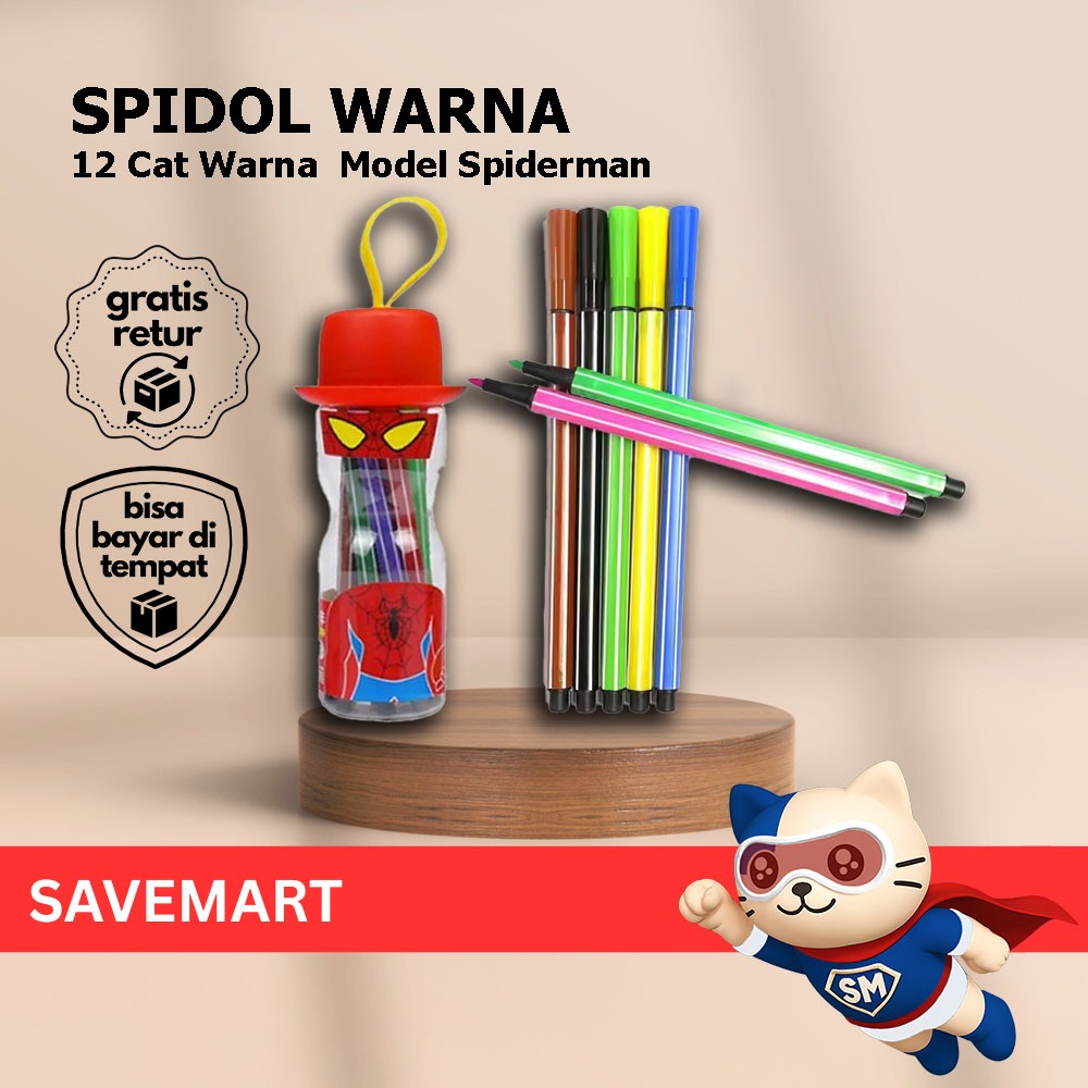 

Spidol Warna Karakter Spiderman Alat Gambar Anak Lucu Spidol Gambar Anak 12 Warna Spidol Kartun