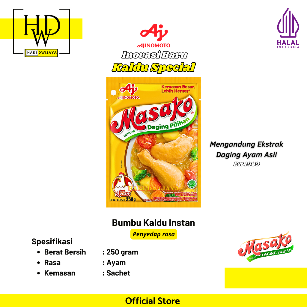 

[250 gr] Masako Bumbu Penyedap Rasa Ayam Bubuk Kemasan Sachet