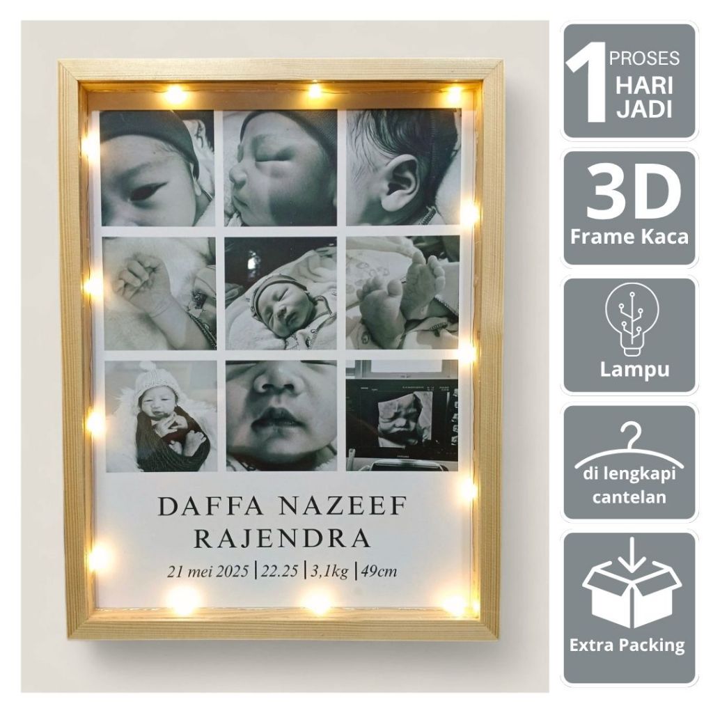 Baby 3D Newborn Frame | Bingkai Foto Biodata Bayi Newborn
