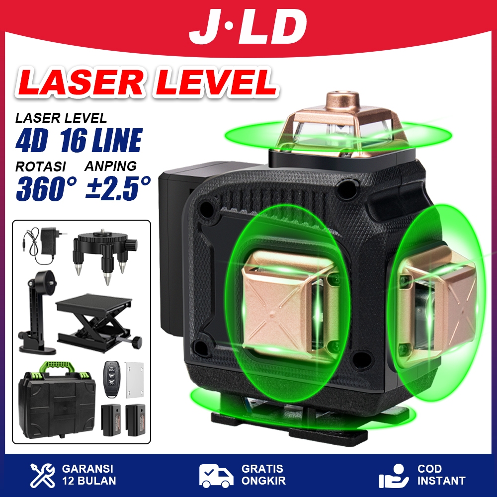 JLD laser bangunan 4D 16 laser level line Level 360 rotari laser green Laser tripod laser laser Self