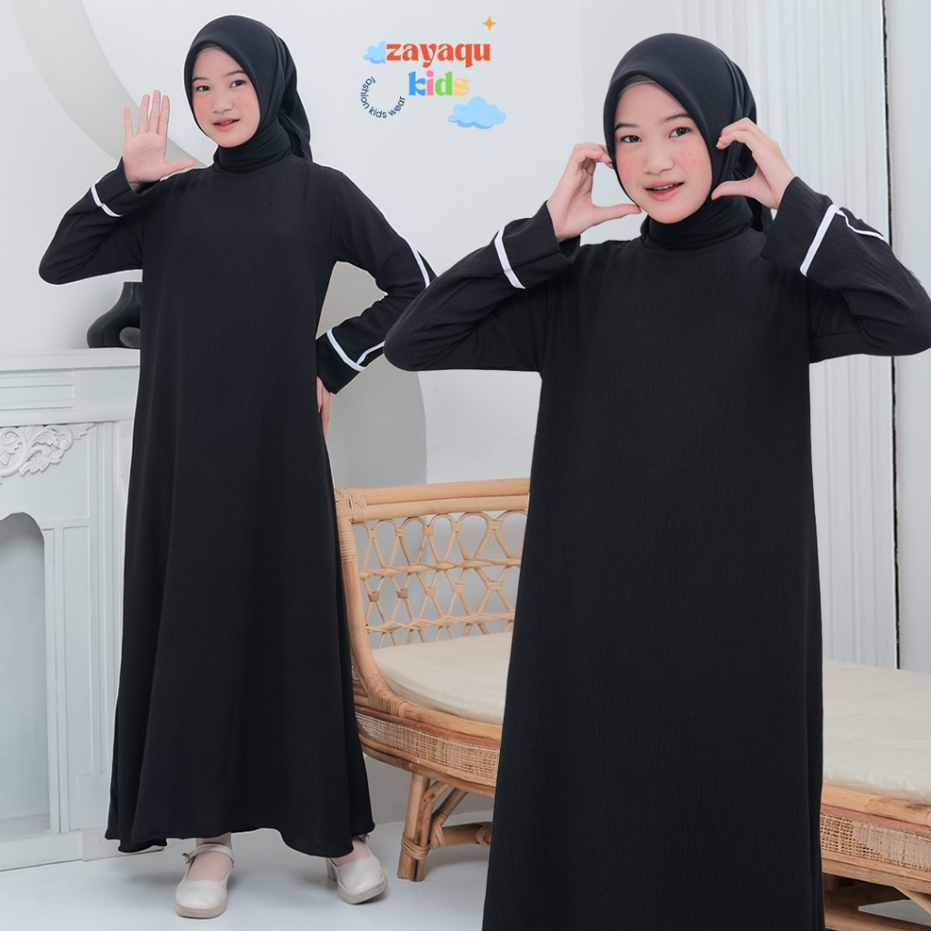 Gamis Anak Zayaqu Abaya Turki  Remaja Tangung Usia 4 -13 Thn Mewah Elegan Terbaru 2025