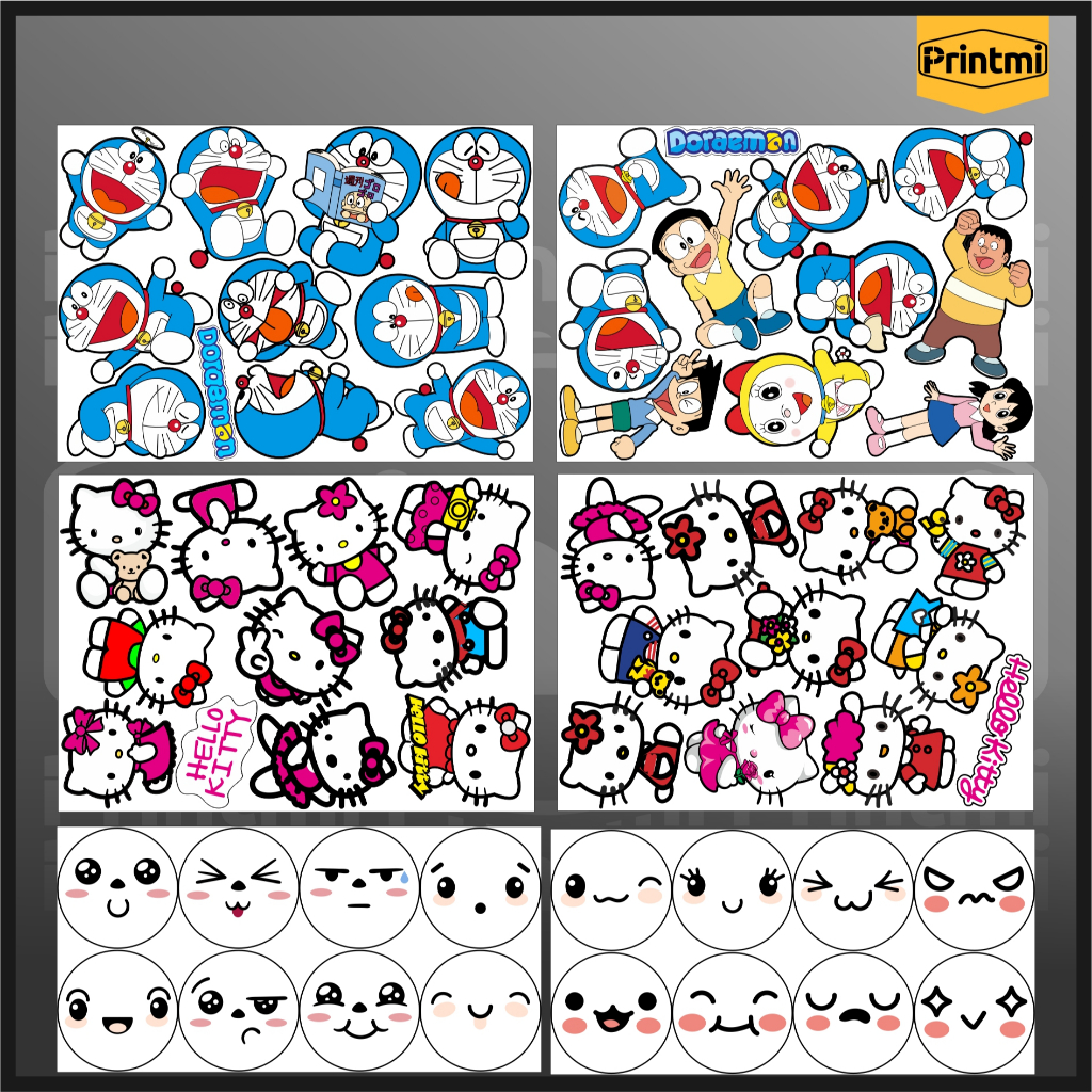 

Sticker Pack Doraemon kawaii Cute Mata Stiker Helllo Kitty Motor Sepeda Listrik Laptop Helm HP Mobil Viral Lucu Keren KP60