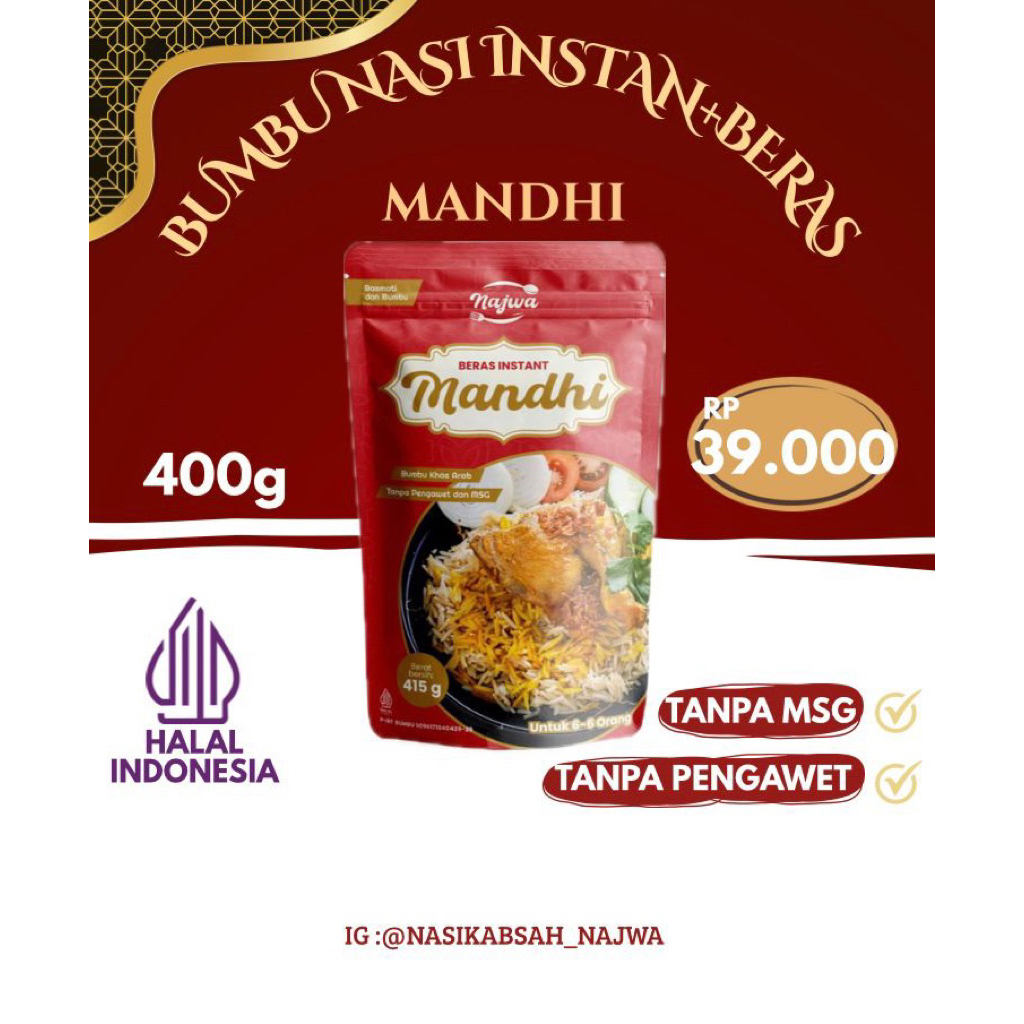 

beras dan bumbu mandhi basmati 400gr + bonus kismis