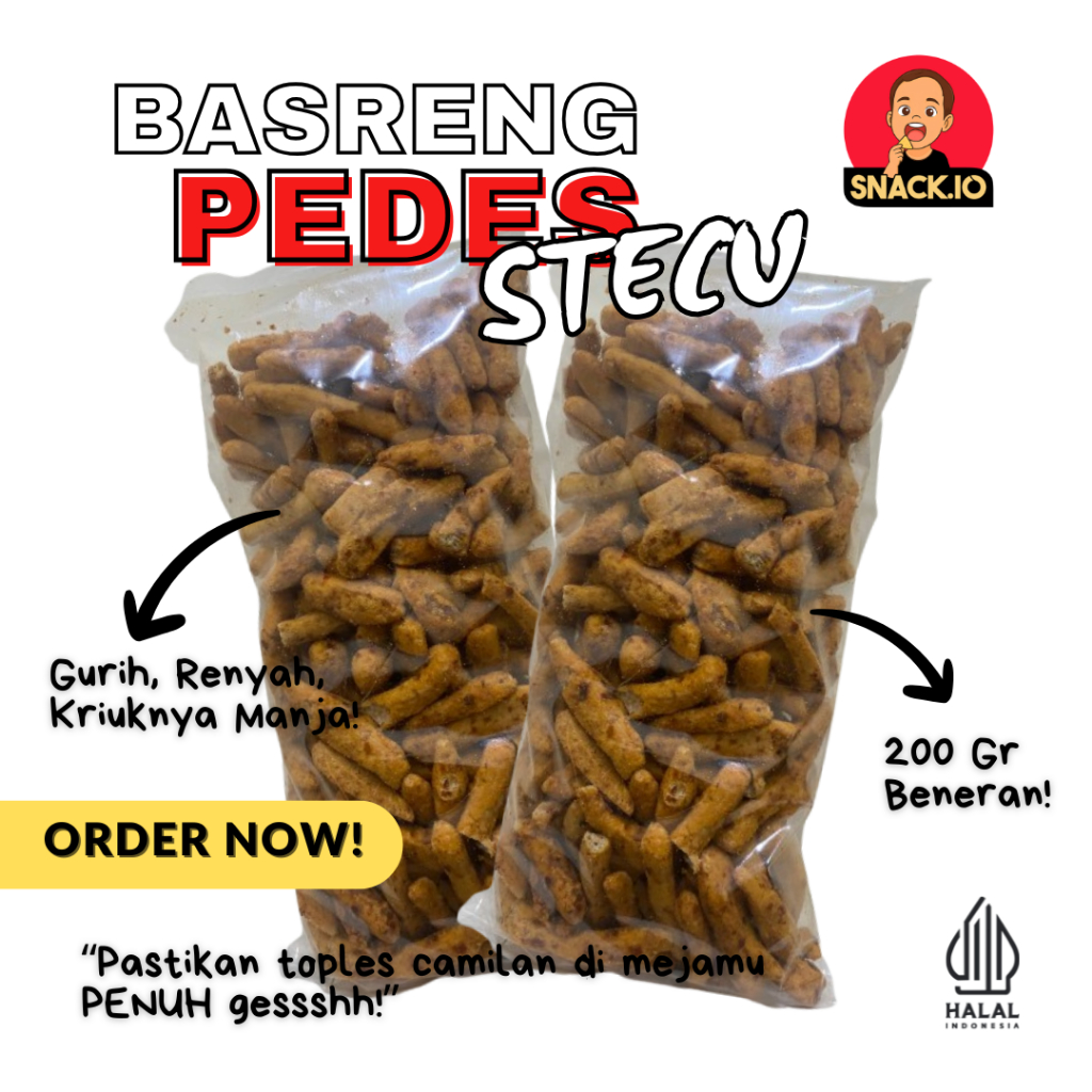 

Basreng Pedas 200 gr Snack.io halal