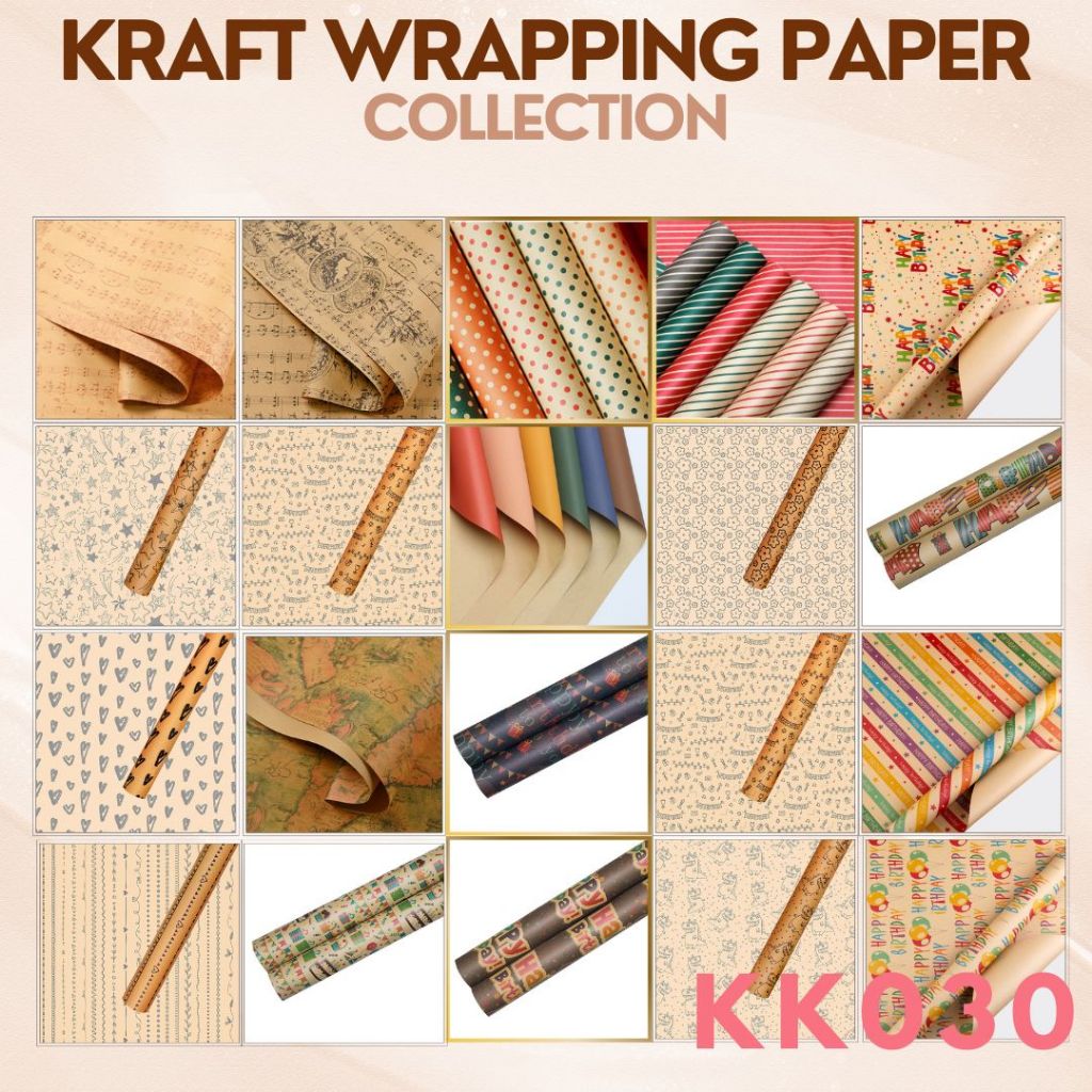 

Kertas Kado Kraft Wrapping Paper Vintage/Birthday/Pattern
