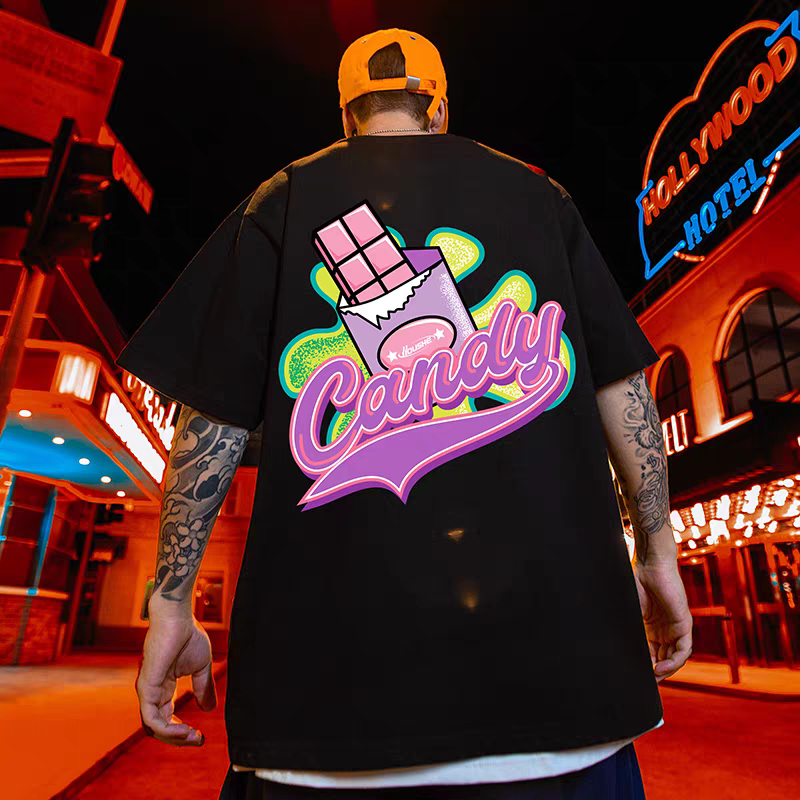 Item trendy Kaos Pendek Pria Couple, katun segar, huruf keren, gaya street kasual. COD Indonesia, ba