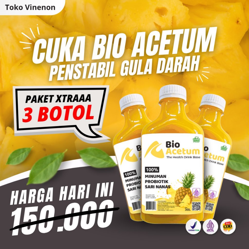 

BioAcetum - Minuman Prebiotik Alami Buah Nanas 100% HALAL - Bantu Atasi Diabetes - Minuman Kesehatan