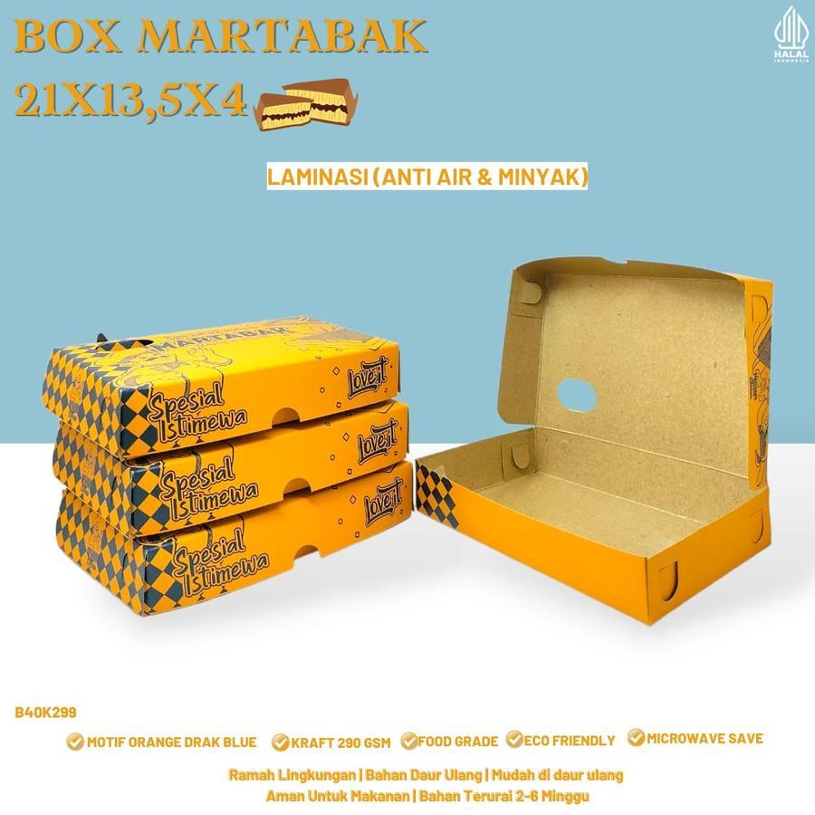 

Dus Kotak Martabak Laminasi Isi 1 Pcs Ukuran 21 x 13,5 x 4 Cm Box Kardus Motif Kuning Martabak