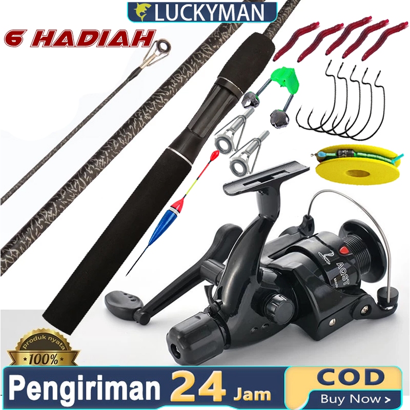 LUCKY MAN pancing 1 set FISHING 1.65m/1.8m/2.1m joran pancing UL/L/ML Spinning Fishing Rod 2