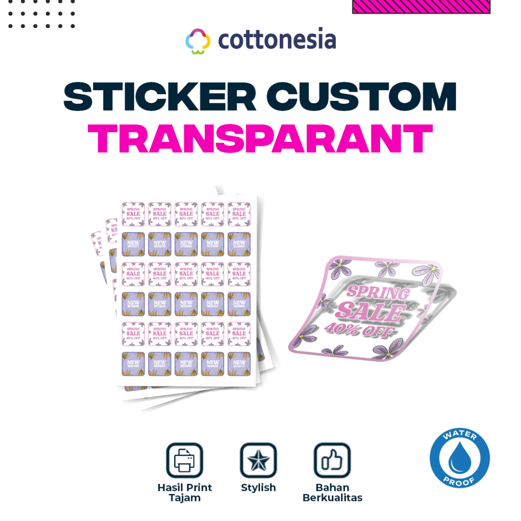 

Sticker Transparan A3 I print Sticker label Botol Kemasan Makanan I Kiss Cut/Die Cut termurah