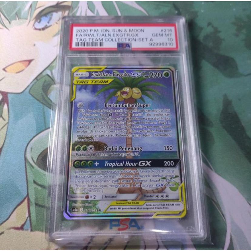 Pokemon ID Indonesia SM AC3a Rowlet & Alolan Exeggutor GX SR AA PSA 10