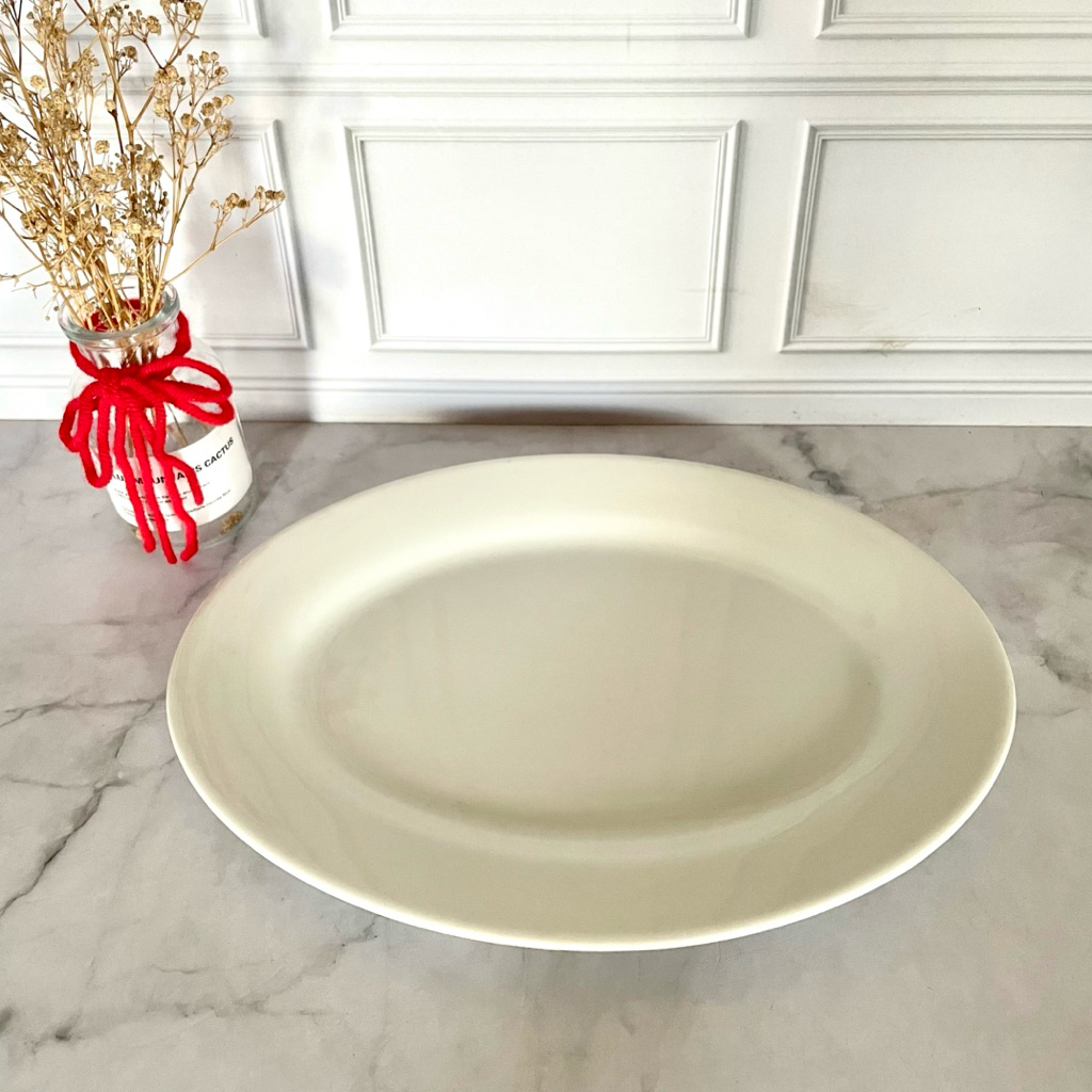 Piring Keramik 1 PCS - Piring Saji Oval Besar