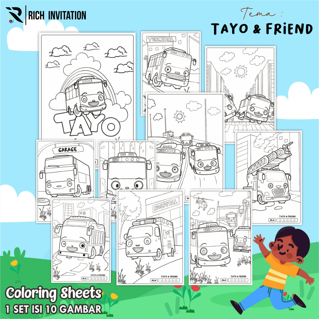 

(A4) KERTAS GAMBAR ANAK PAUD -LEMBAR MEWARNAI ANAK 1 SET 10 LEMBAR GAMBAR - COLORING SHEETS KARTUN