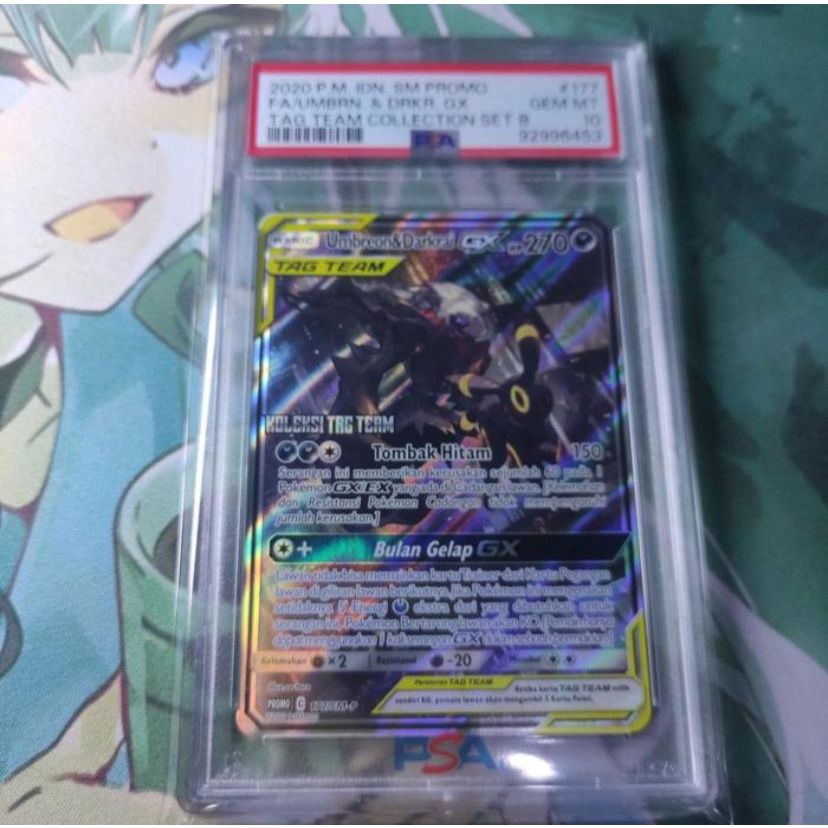 Kartu Pokemon TCG ID Indonesia SM-P Umbreon & Darkrai GX SR AA PSA 10