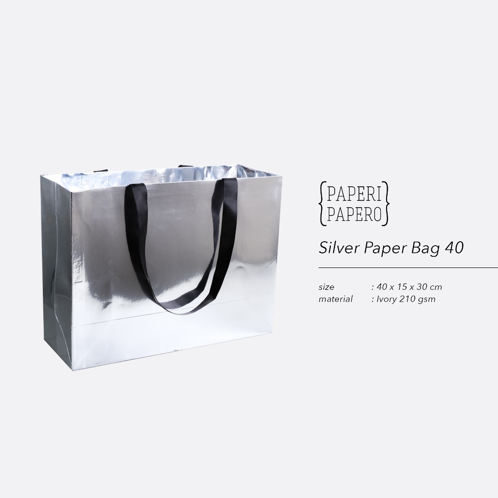 

Silver Paper Bag (40 x 15 x 30 cm) - Tas Shopping Bag Metalik (1 pcs)