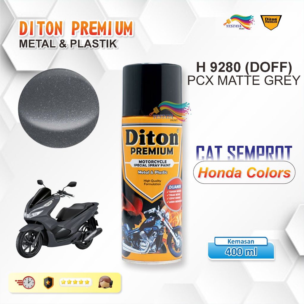 DITON PREMIUM HONDA COLOURS NO H9280 PCX MATTE GREY (DOFF) CAT SEMPROT PYLOX PILOK