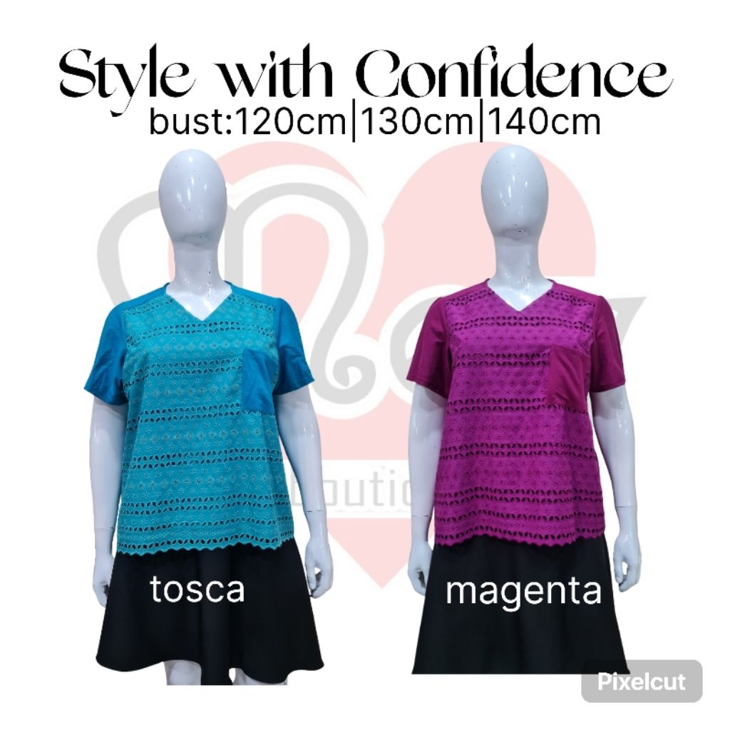 blus atasan bigsize/jumbo katun bordir kombinasi kaos