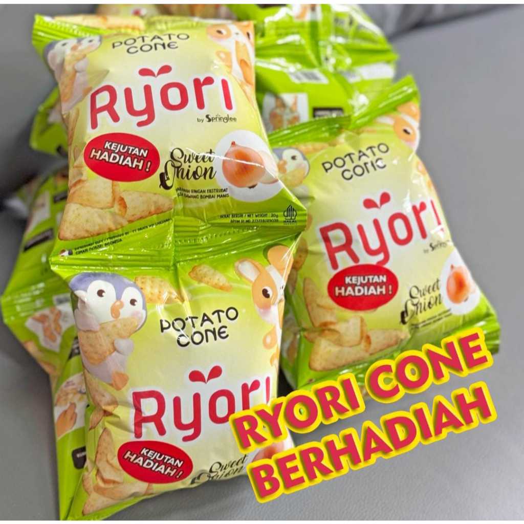 

Sehati Snack - Ryori Potato Cone Rasa Bombay Manis | Ryori Sweet Onion | Ryori Beef BBQ | Ryori Beef Barbecue | Snack Berhadiah Uang Tunai Ecer 1 Renceng