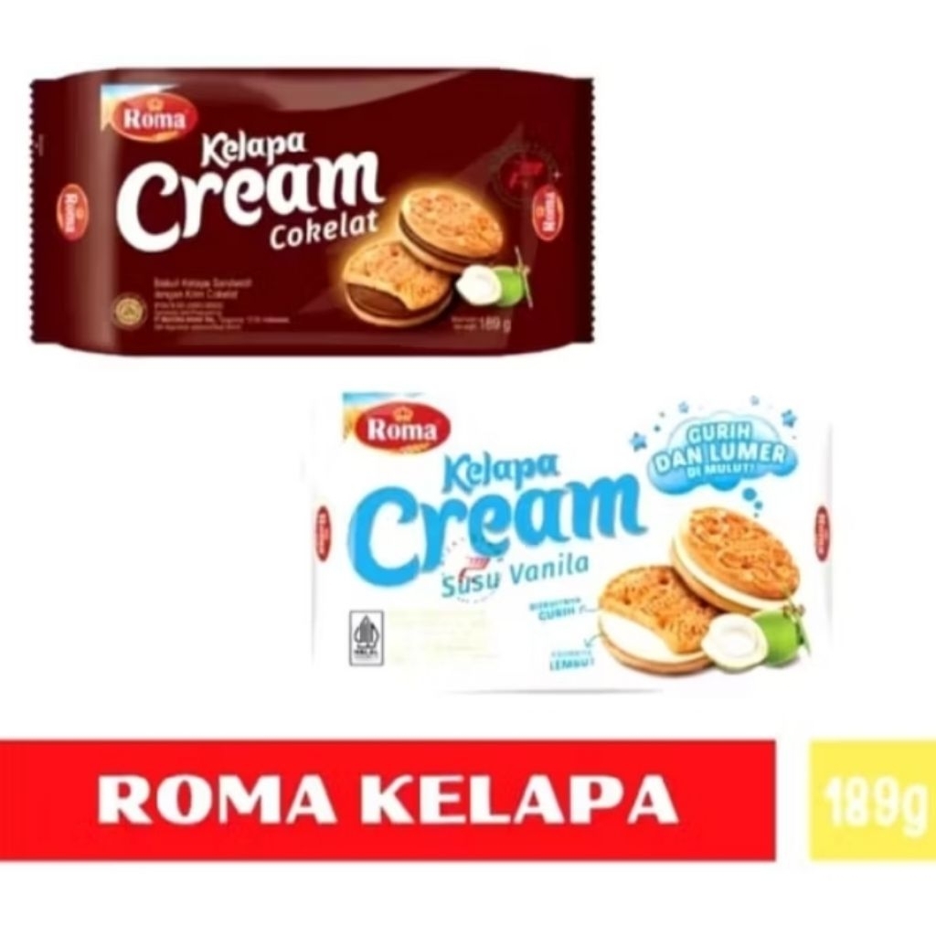 

Roma Cream Kelapa Coklat/Cream Susu Vanilla 174g