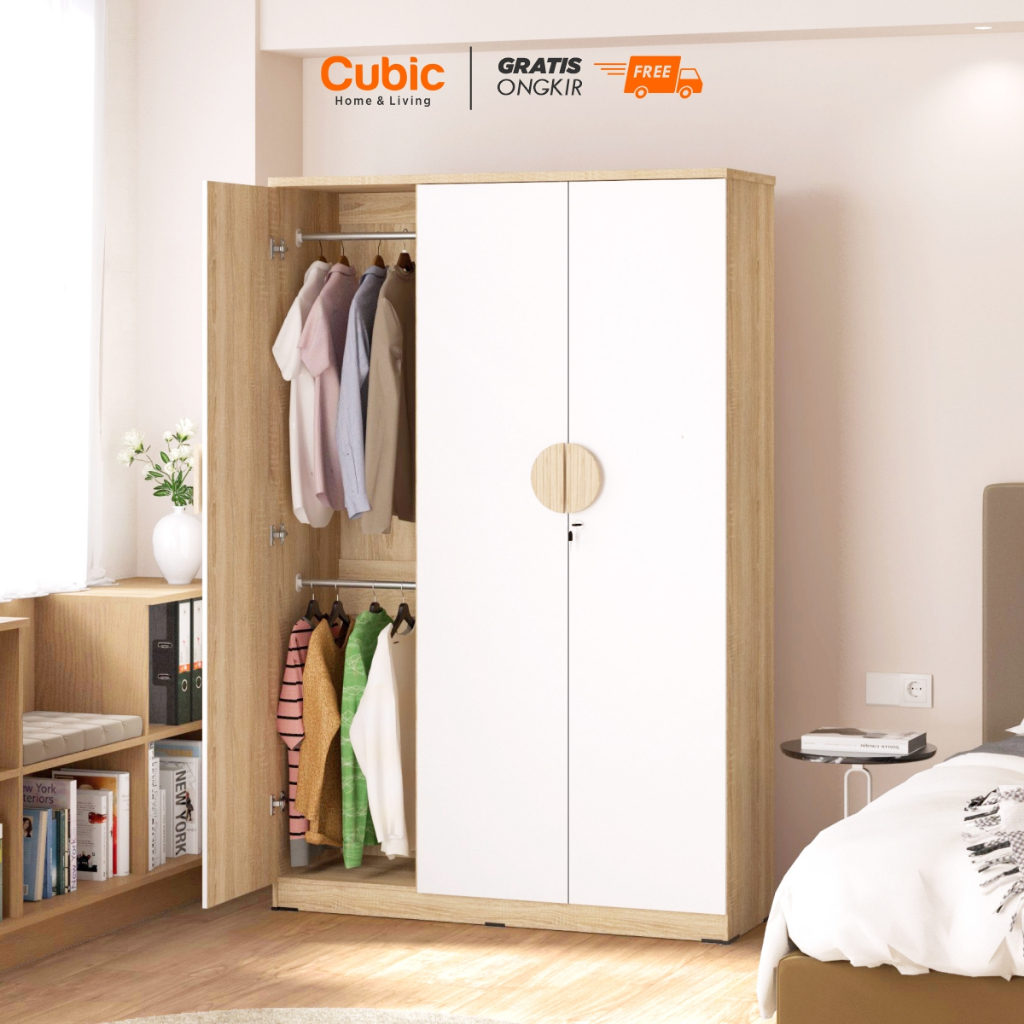 Cubic Lemari Pakaian Minimalis / Lemari Baju 3 Pintu / LUNA LP 3P -  HM