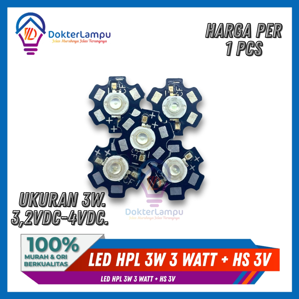 LED HPL 3W 3 WATT + HS 3V