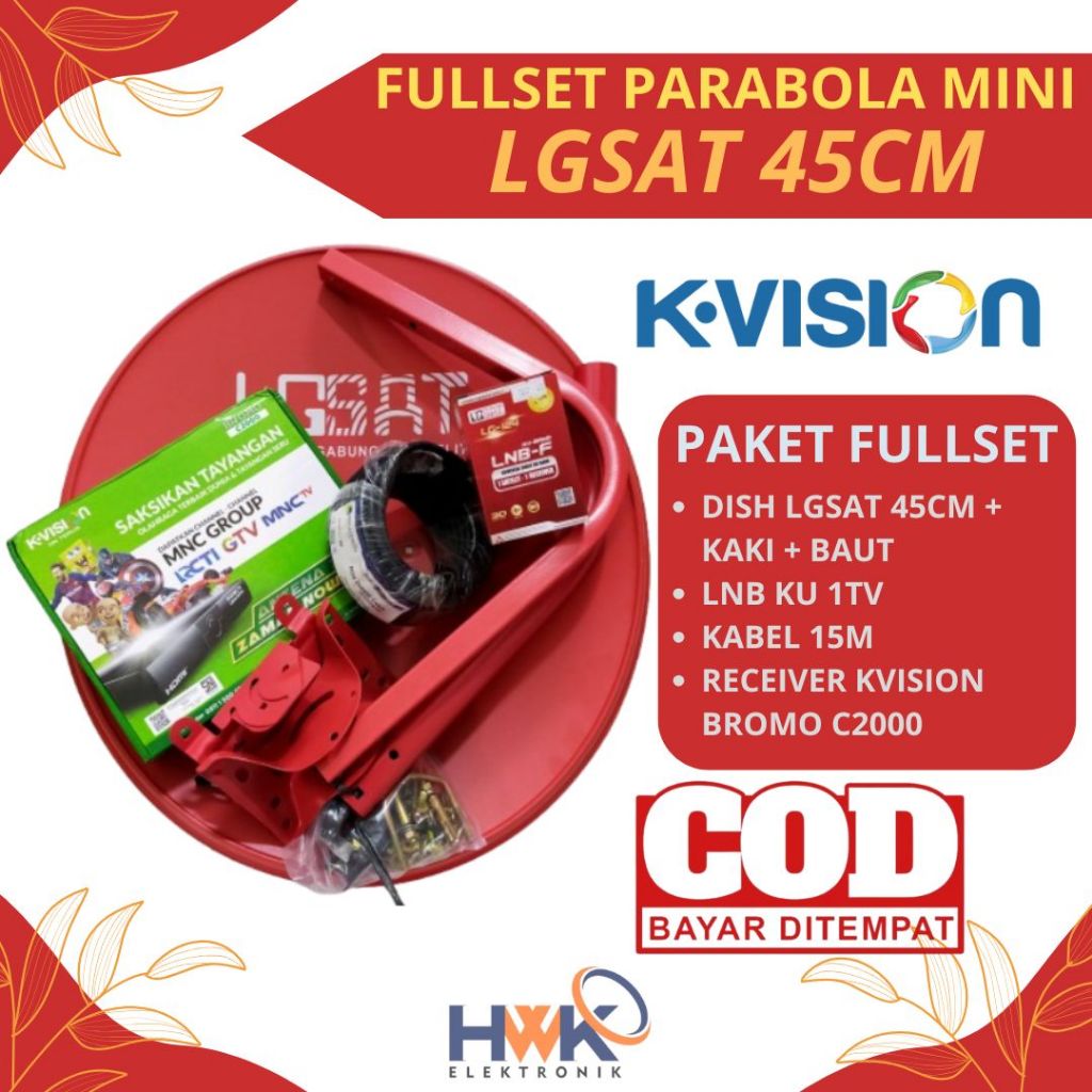Paket Parabola Mini Dish 45cm K-vision ready MNC grup gratis 1 tahun