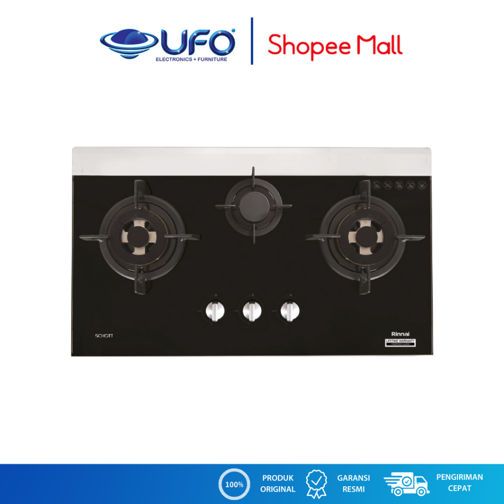 Rinnai Kompor Tanam Schott Glass 3 Tungku RB-7513D(G)