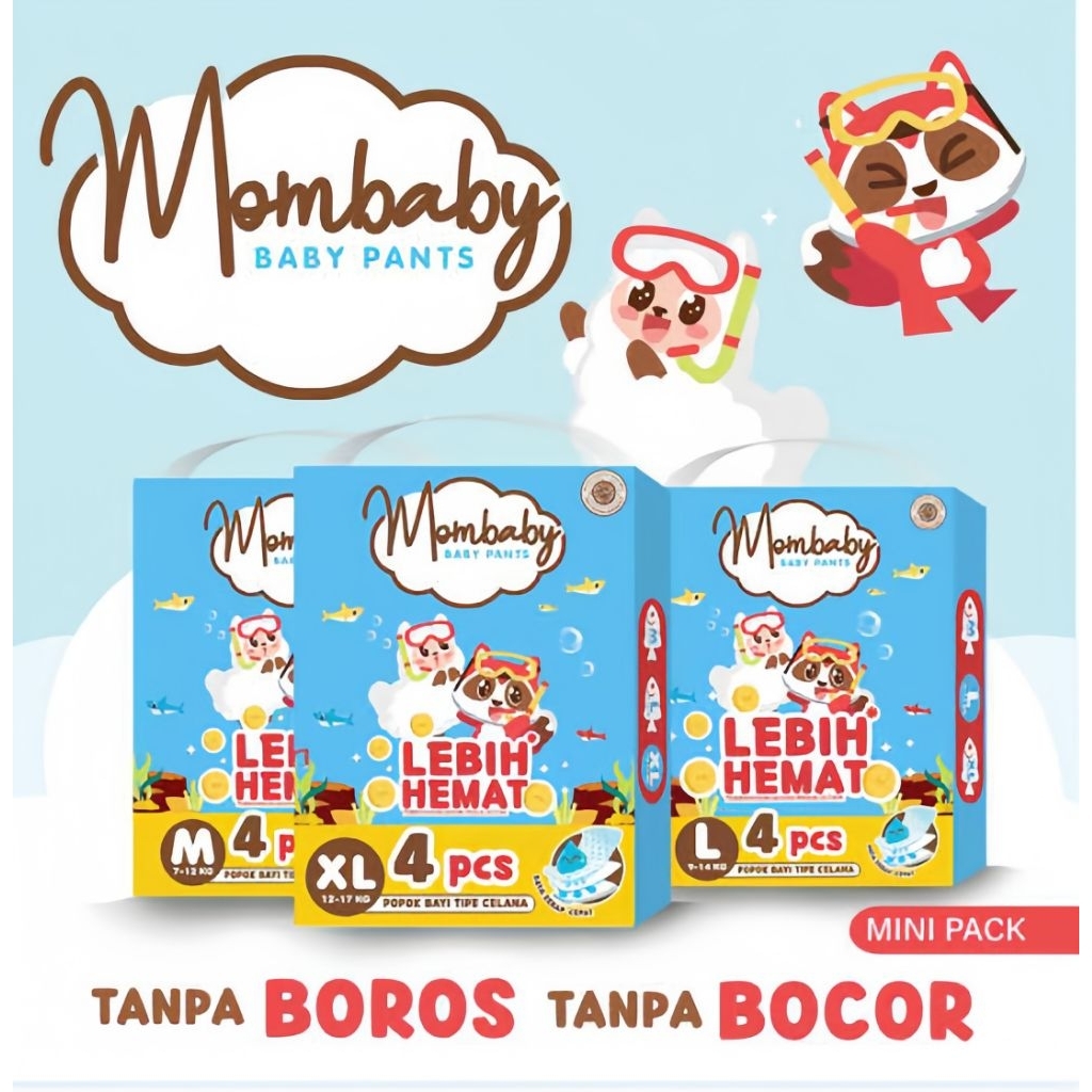 [Pampers] MomBaby Baby Pants M/L/XL isi 4 pcs perKemasan