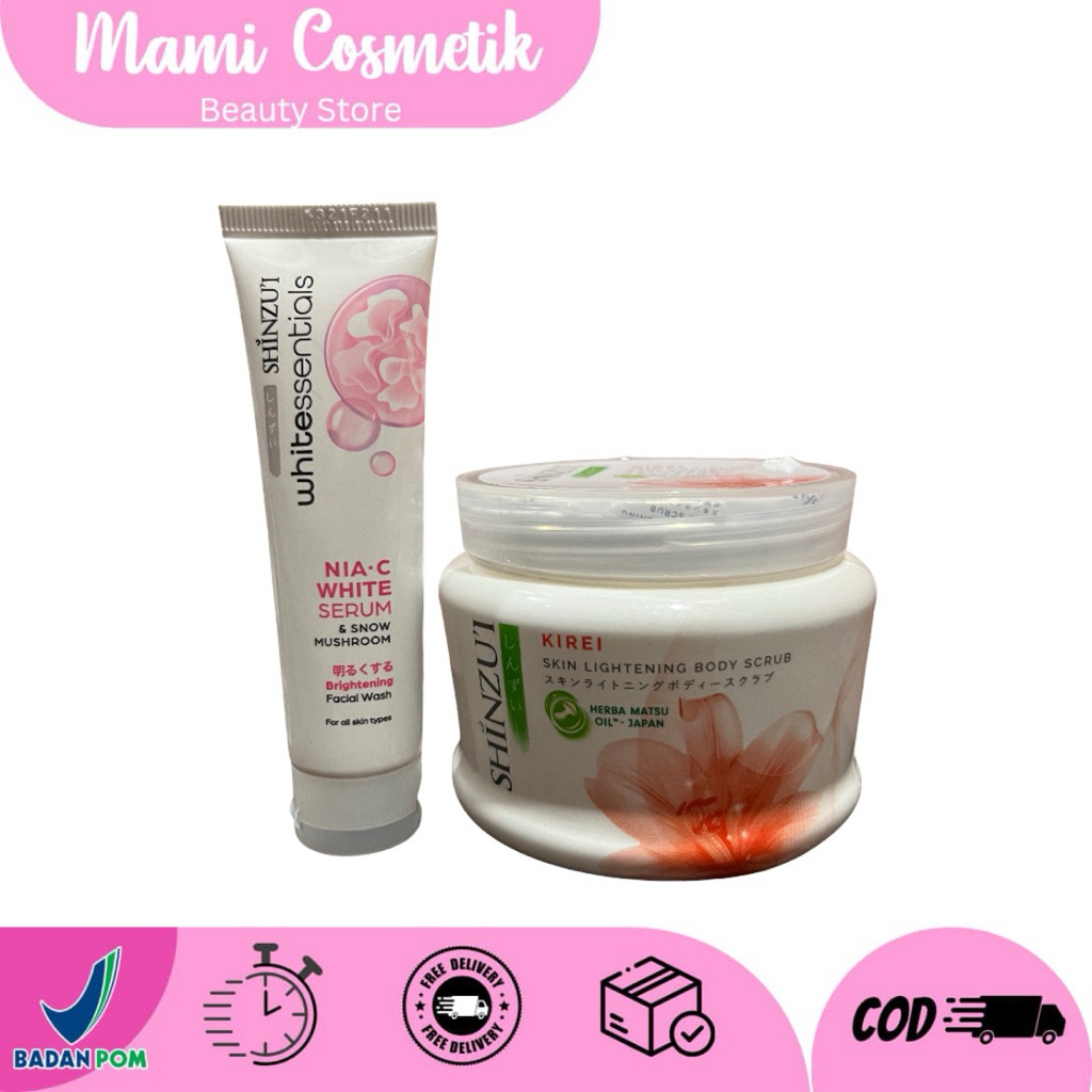 BUY 1 GET 1 !! SHINZUI Body Scrub 200gr Free Facial Wash Brightening 20mL ( Yang Free ukuran 200gr y