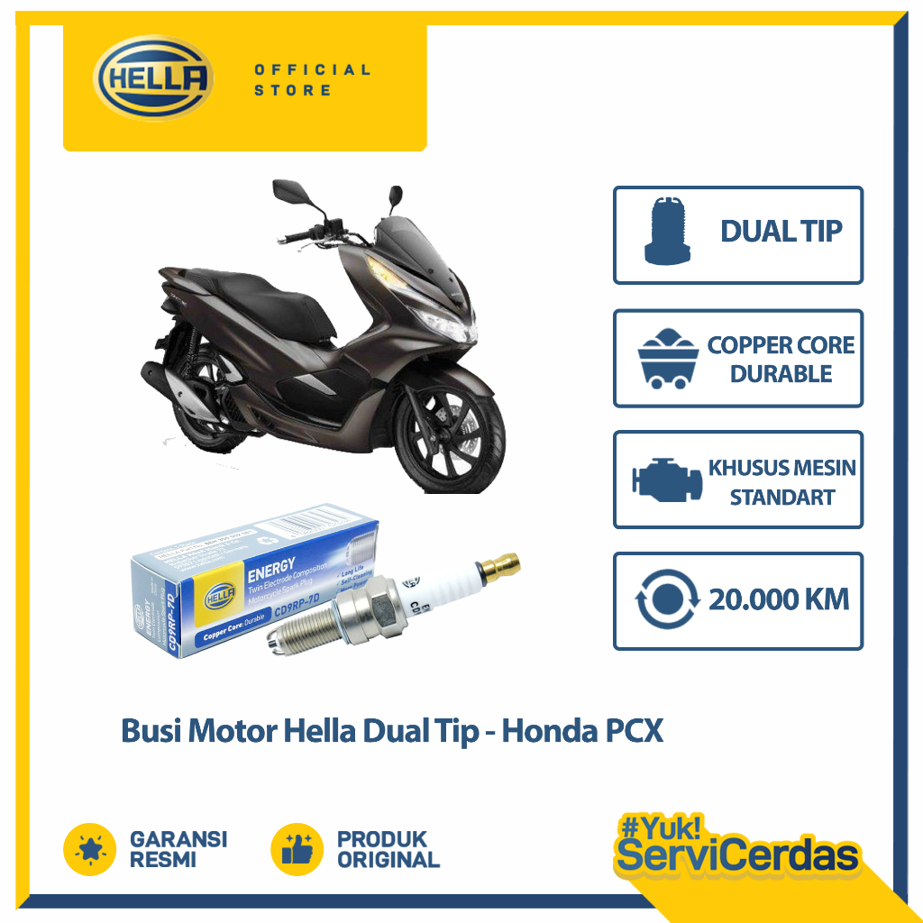 Busi Motor Honda PCX Hella Dual Tip CD9RP-7D - Busi PCX