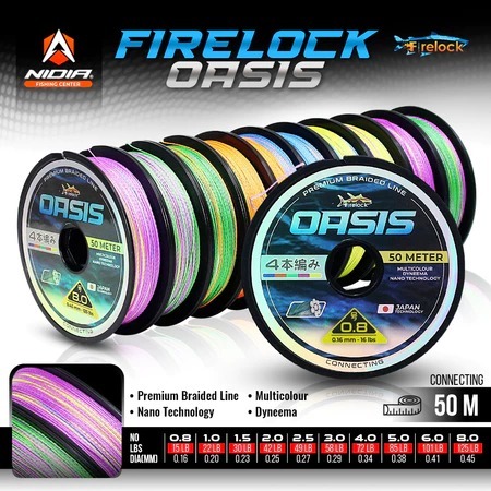 Senar Pancing PE X4 - Firelock OASIS Multicolor 50m Connecting Senar Pe