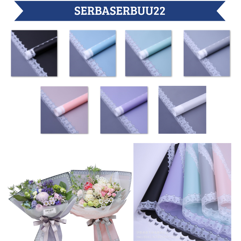 

Flower Wrapping Paper Motif Renda Lace Border Cellophane Kertas Buket Bunga KB018 SS22