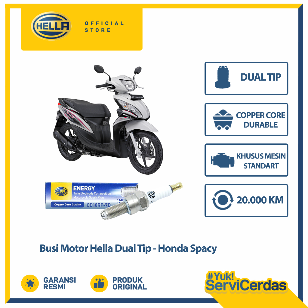 Busi Motor Honda Spacy Hella Dual Tip CD10RP-7D - Busi Spacy