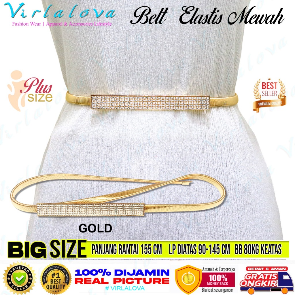 Virlalova Ikat Pinggang Wanita Fashion Premium Belt Elastis Mewah Gesper Wanita Sabuk Elastis untuk 