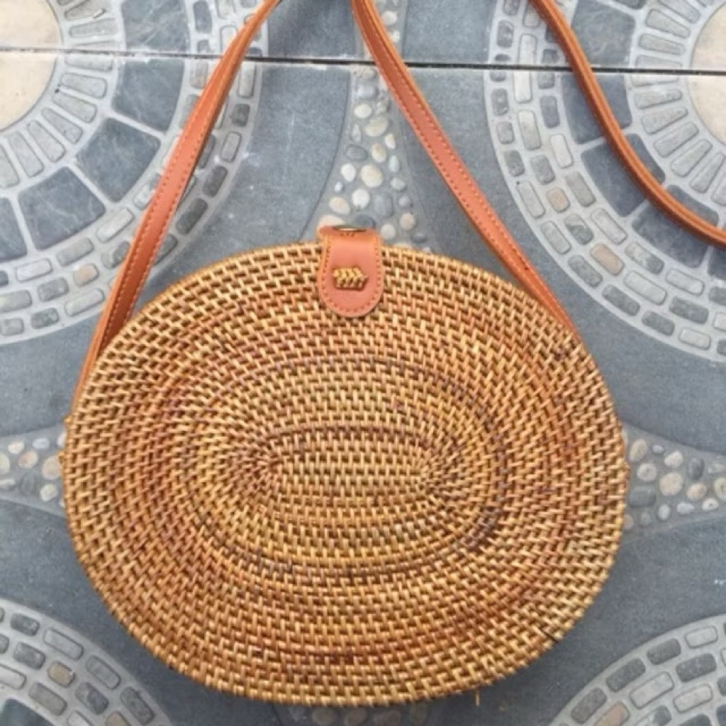 tas bali oval tali kulit sapi