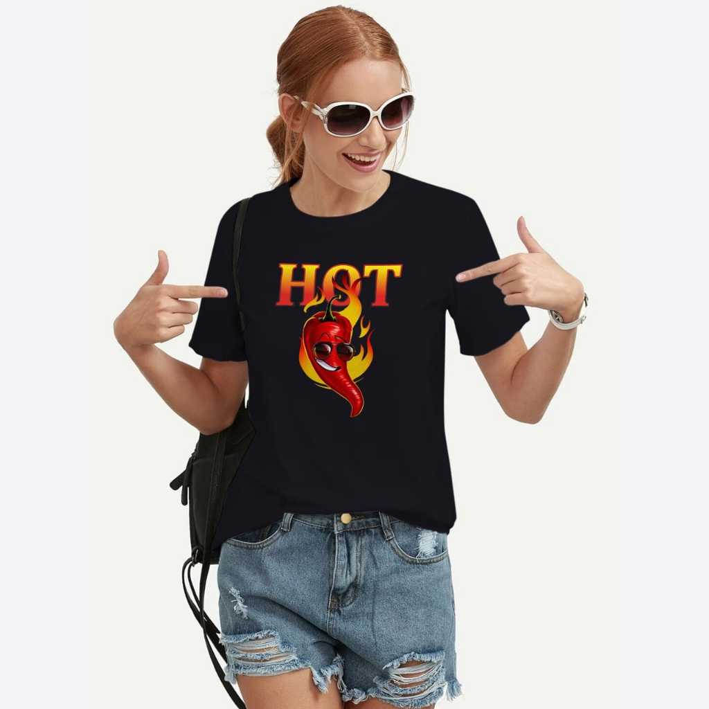 Kaos Wanita Basic Trendy HST Cabe Pedas – Kaos Cewek Kekinian Cotton Atasan Casual Lengan Pendek