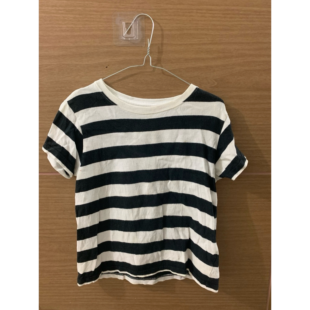 1-3 (Y) Atasan Kaos Uniqlo Baby Stripe Hitam Putih Anak Perempuan