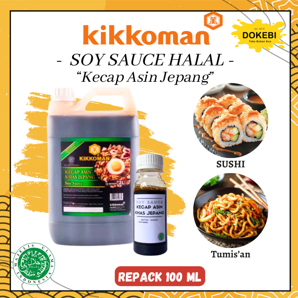 

Kikkoman Shoyu Soy Sauce HALAL 100 ml, 200 ml / Kecap Asin Khas Jepang Sushi Japanese Sweet Sauce